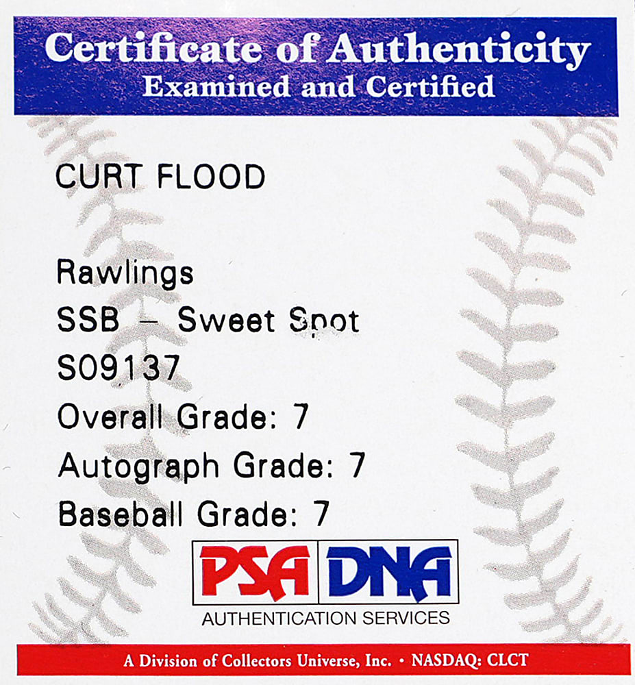 Curt Flood Single-Signed ONL/Giamatti Baseball - PSA/DNA 7