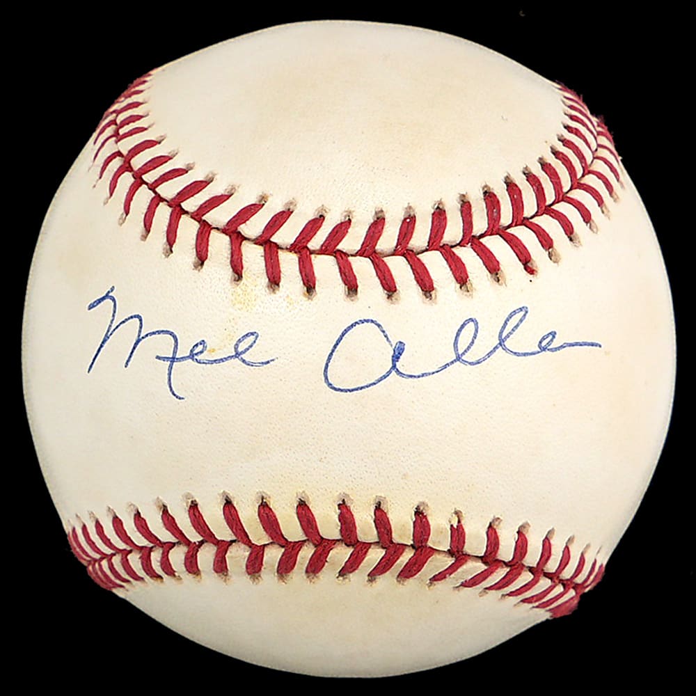 Mel Allen Sharply Signed OAL/Brown Baseball - Full JSA LOA