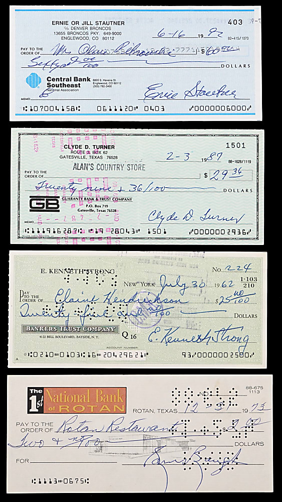 1950s-1970s NFL Hall of Famers Signed Check Collection (20) with Art Rooney, Hank Stram, Bert Bell