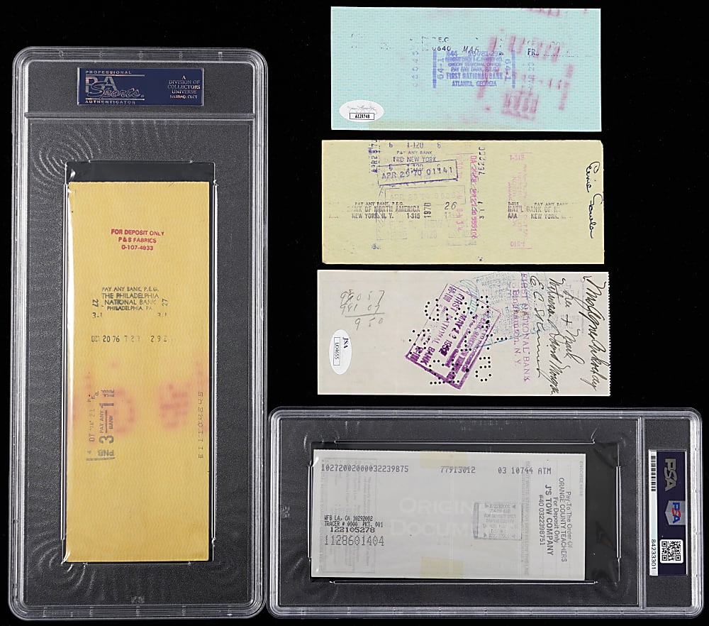 1939-2002 Boxing Heavyweight Champions Signed Checks (5) with PSA/DNA Authentic Joe Frazier & Ken Norton