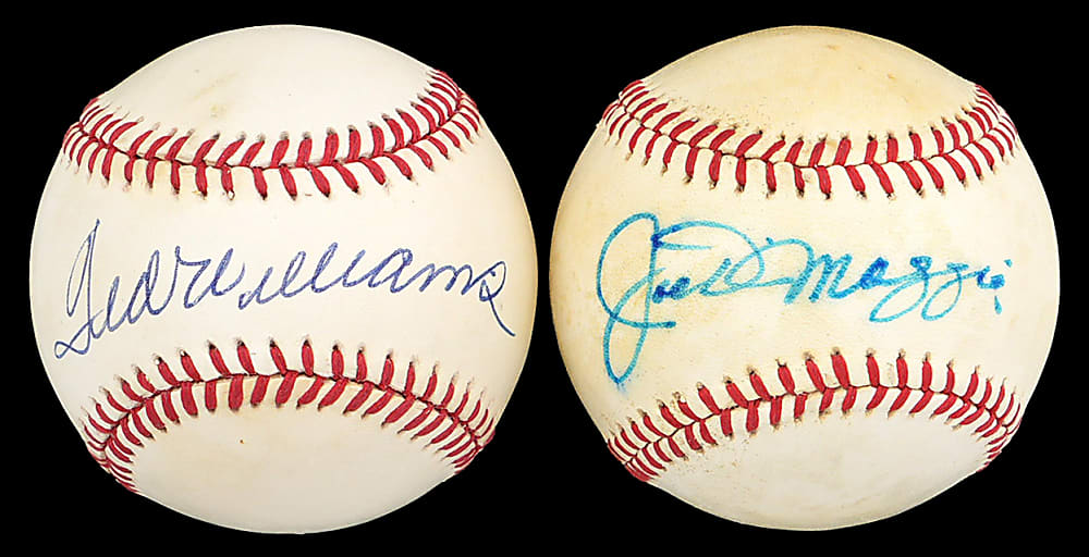 Joe DiMaggio & Ted Williams Single-Signed Baseball Pair - Each with JSA LOA