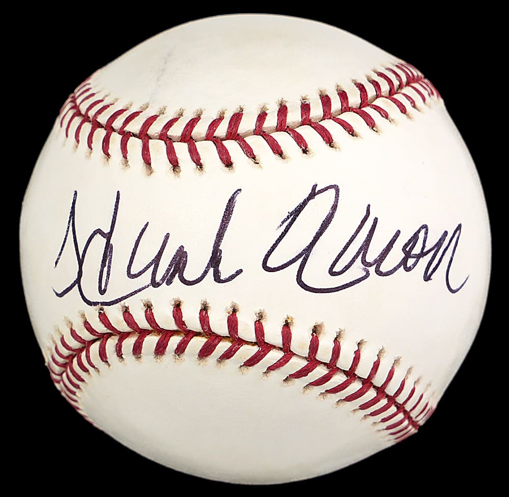 Hank Aaron Extremely Bold Single-Signed OML/Selig Baseball - Steiner COA