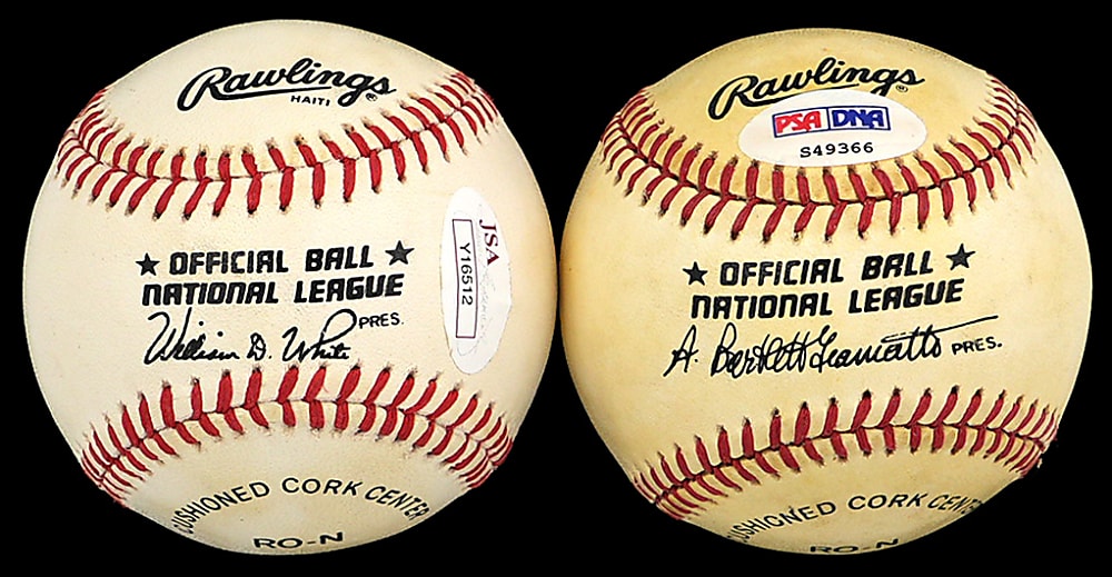 Leo Durocher & Carl Hubbell Single-Signed Baseball Pair - Each with JSA/PSA Certification