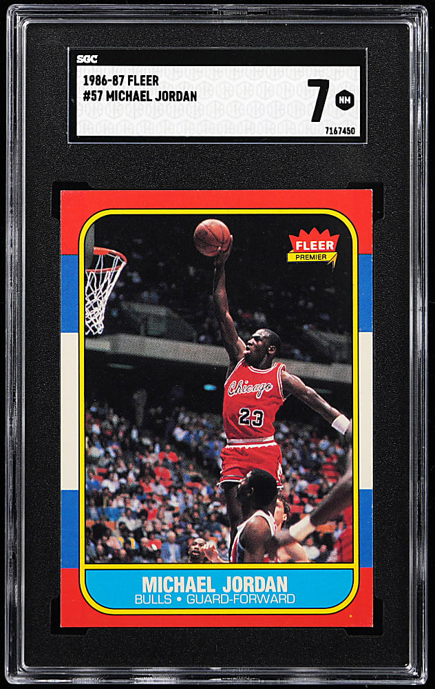 1986-1987 Fleer Basketball #57 Michael Jordan Rookie SGC NM 7
