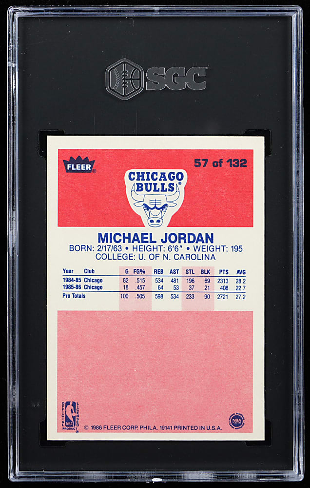 1986-1987 Fleer Basketball #57 Michael Jordan Rookie SGC NM 7