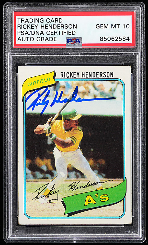1980 Topps #482 Rickey Henderson Signed Rookie PSA/DNA GEM MINT 10 Auto Grade