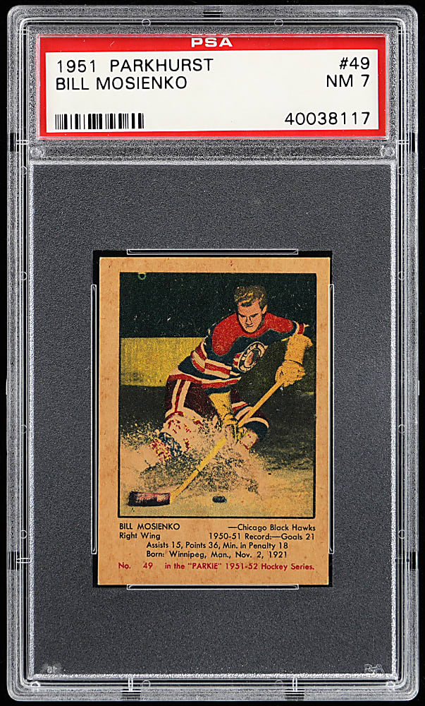 1951 Parkhurst Hockey #49 Bill Mosienko Rookie PSA NM 7
