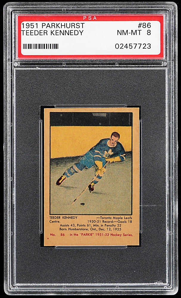 1951 Parkhurst Hockey #86 Teeder Kennedy Rookie PSA NM-MT 8
