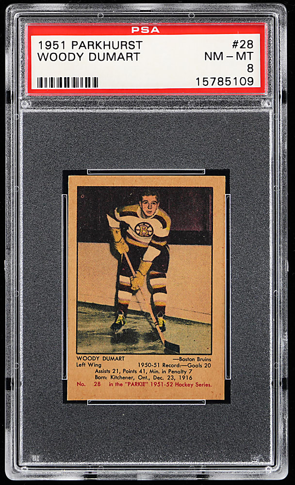 1951 Parkhurst Hockey #28 Woody Dumart Rookie PSA NM-MT 8