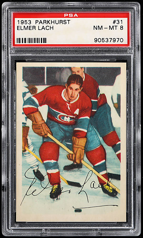 1953 Parkhurst Hockey #31 Elmer Lach PSA NM-MT 8