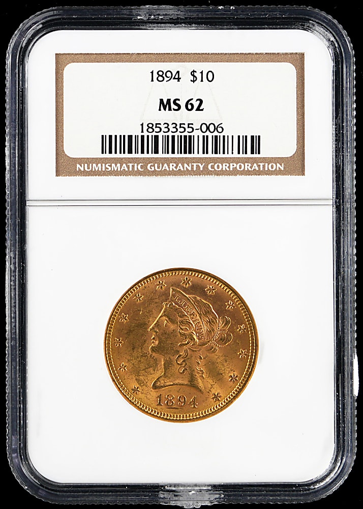 1894 $10 Liberty Head Gold Eagle Coin - NGC MS62