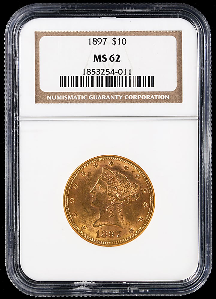 1897 $10 Liberty Head Gold Eagle Coin - NGC MS62