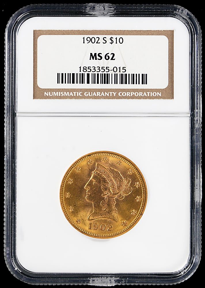 1902-S $10 Liberty Head Gold Eagle Coin - NGC MS62