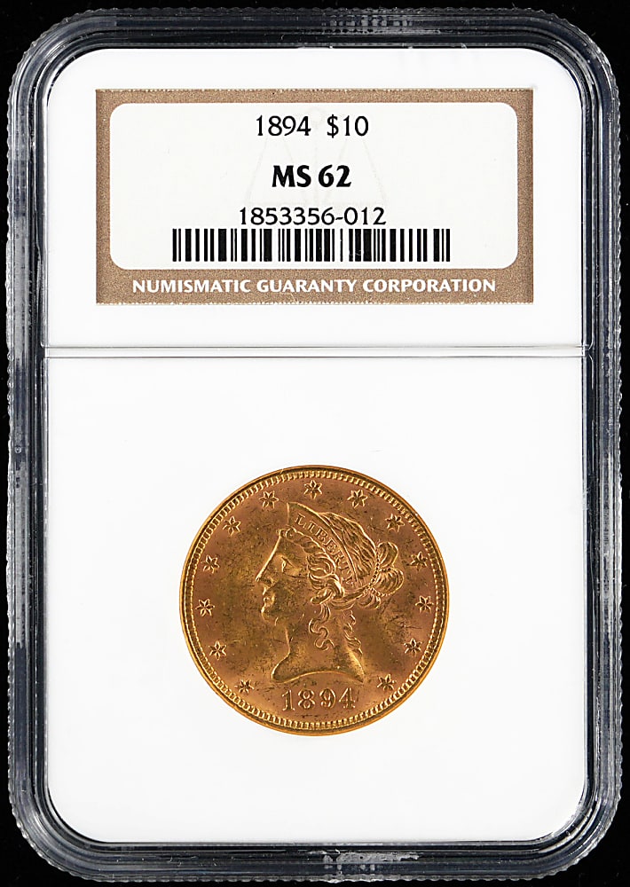 1894 $10 Liberty Head Gold Eagle Coin - NGC MS62