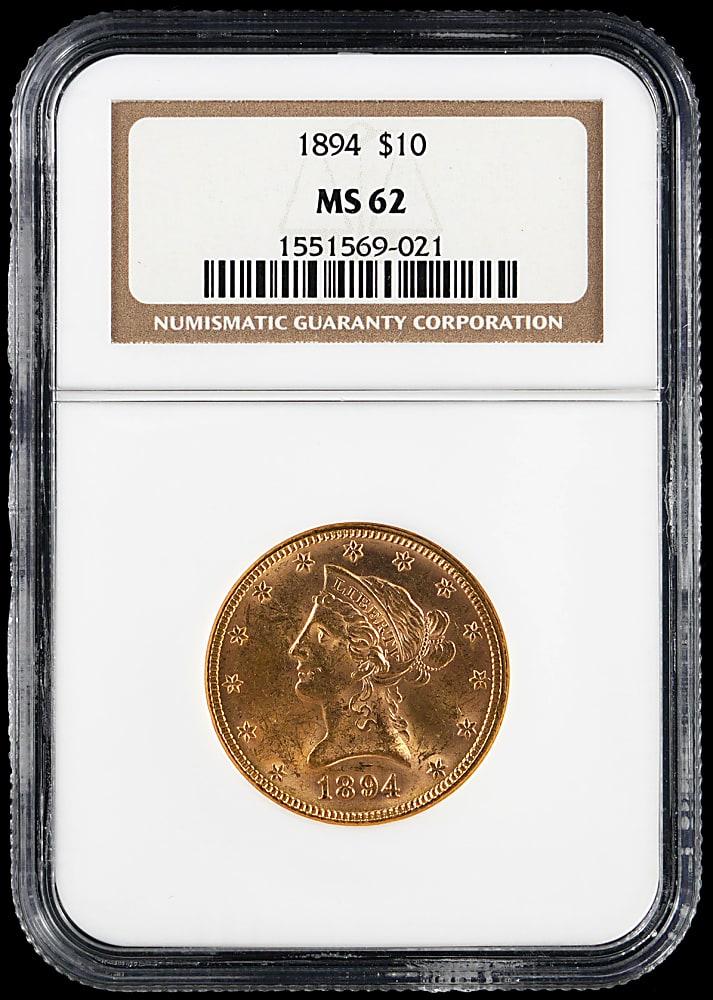 1894 $10 Liberty Head Gold Eagle Coin - NGC MS62
