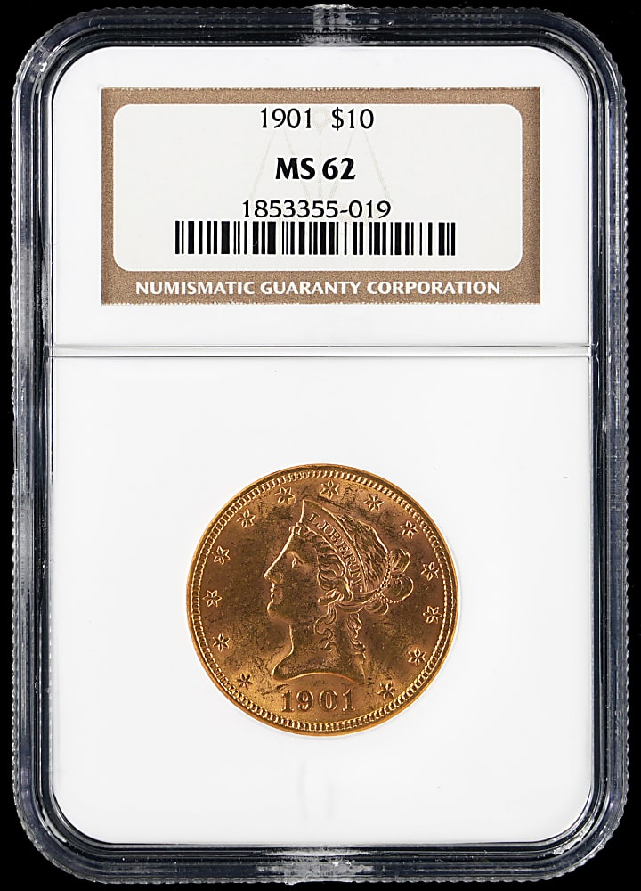 1901 $10 Liberty Head Gold Eagle Coin - NGC MS62