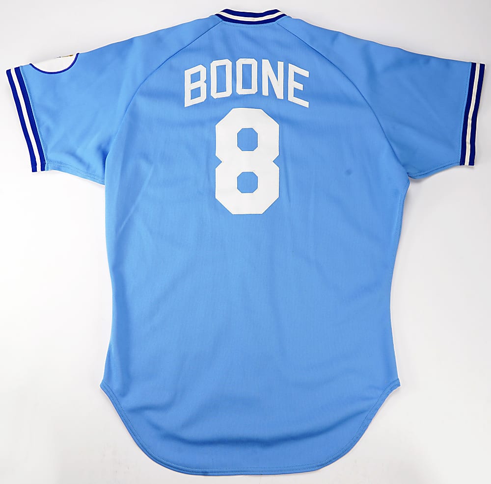 1989 Bob Boone Kansas City Royals Signed Game Used Road Jersey with Phil Wood LOA