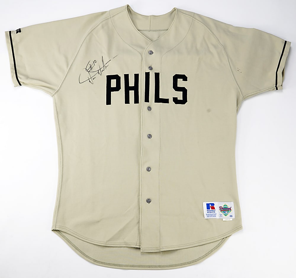 1992 Darren Daulton Signed Game Used Philadelphia Phillies "Turn Back the Clock" Road Jersey with Full JSA LOA/ Phil Wood LOA
