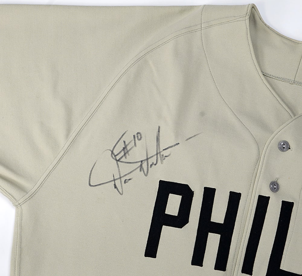 1992 Darren Daulton Signed Game Used Philadelphia Phillies "Turn Back the Clock" Road Jersey with Full JSA LOA/ Phil Wood LOA