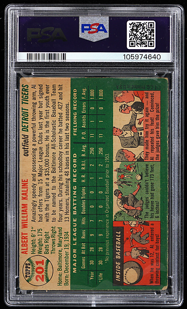 1954 Topps #201 Al Kaline Rookie PSA GOOD+ 2.5