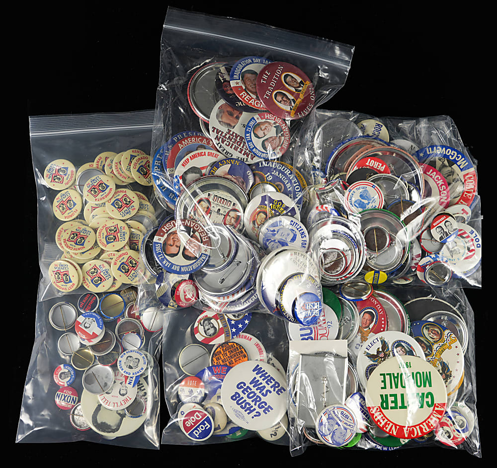 1930s-2010s Presidential Campaign Pin Hoard (850+)