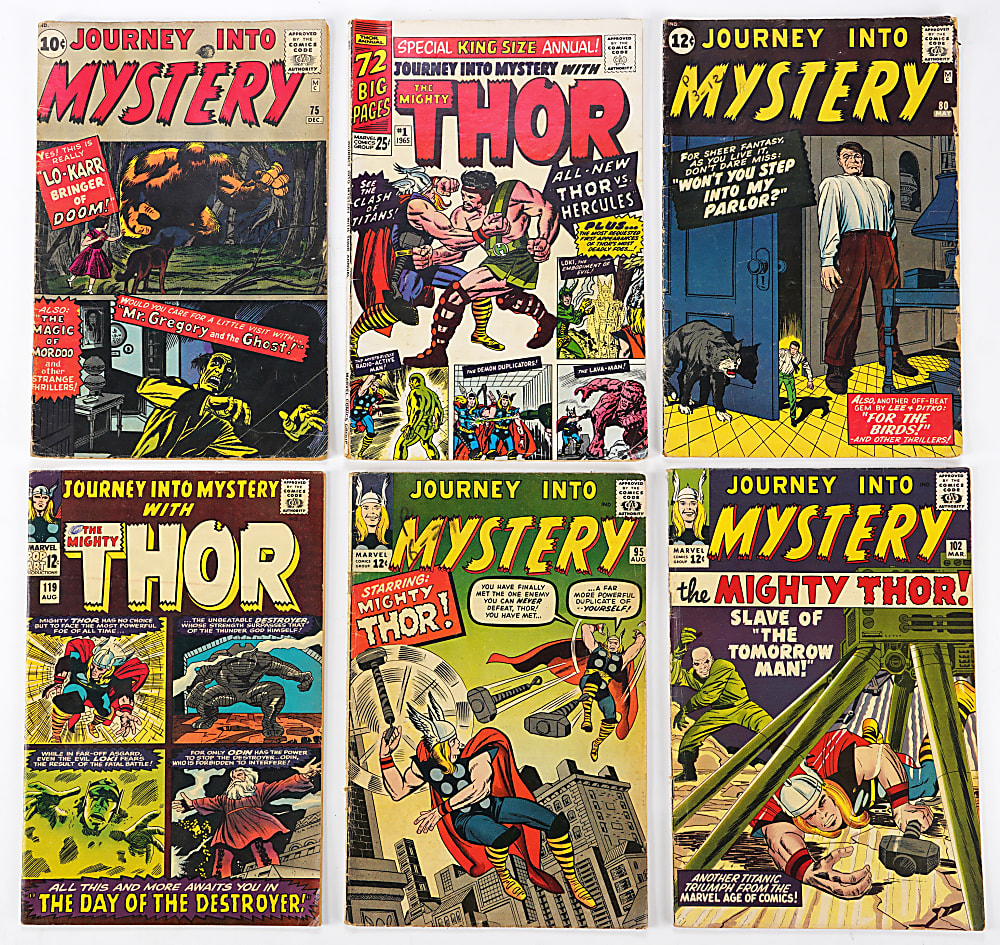 1961-1965 Marvel Journey Into Mystery Comic Books (9) with #95 Thor Versus Thor, #102 1st Sif & Annual #1 1st Hercules