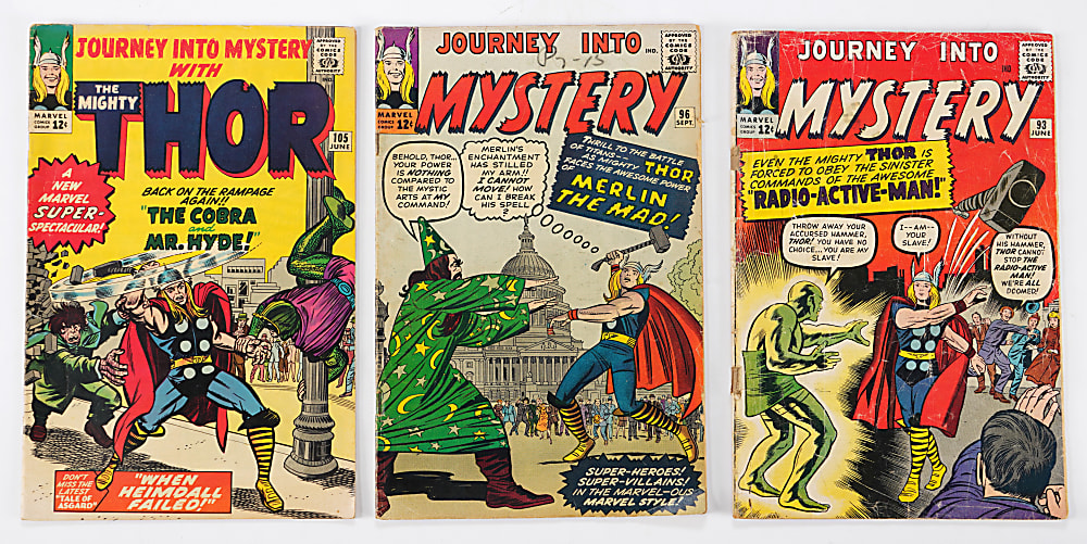 1961-1965 Marvel Journey Into Mystery Comic Books (9) with #95 Thor Versus Thor, #102 1st Sif & Annual #1 1st Hercules
