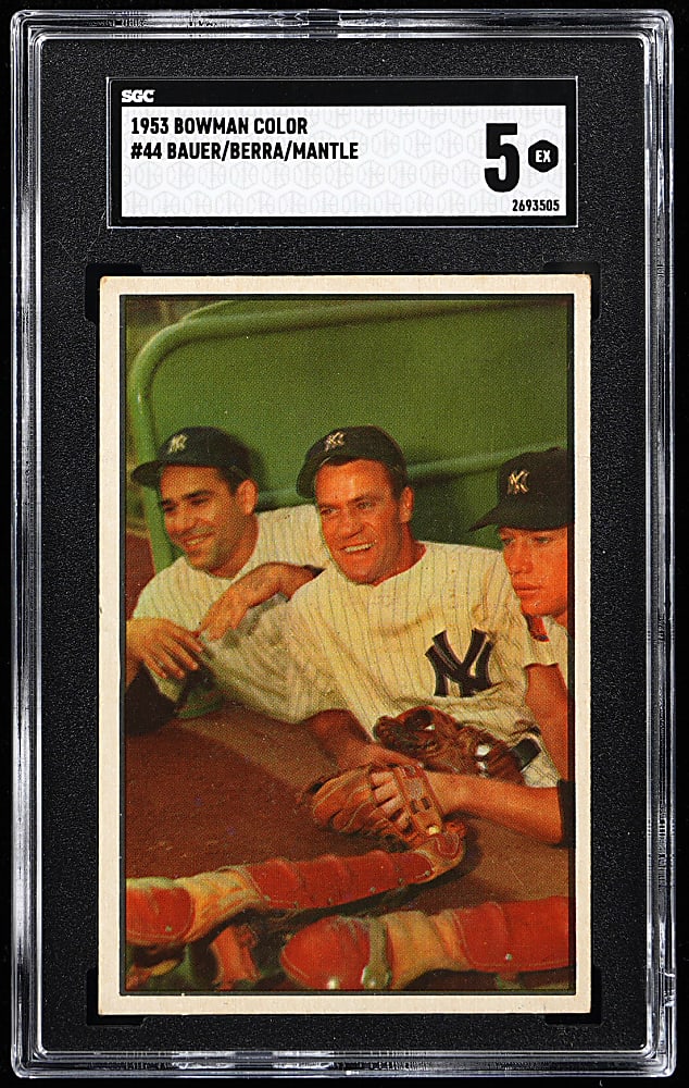 1953 Bowman Color #44 Bauer/Berra/Mantle SGC EX 5
