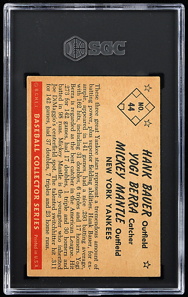 1953 Bowman Color #44 Bauer/Berra/Mantle SGC EX 5