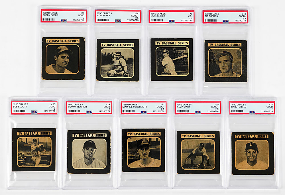 1950 Drake's Cookies PSA GOOD 2 to VG+ 3.5 Graded Starter Set (9) with (3) Hall of Famers