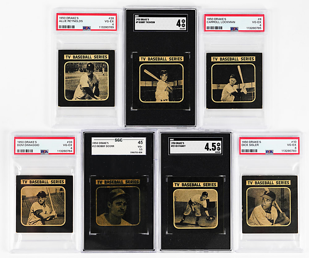 1950 Drake's Cookies PSA & SGC VG-EX 4 to VG-EX+ 4.5 Graded Starter Set (7) with Bobby Doerr