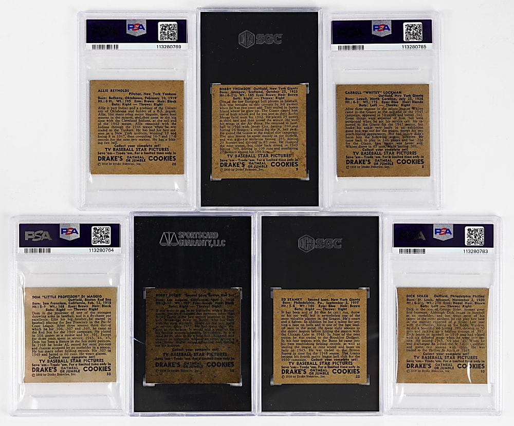 1950 Drake's Cookies PSA & SGC VG-EX 4 to VG-EX+ 4.5 Graded Starter Set (7) with Bobby Doerr