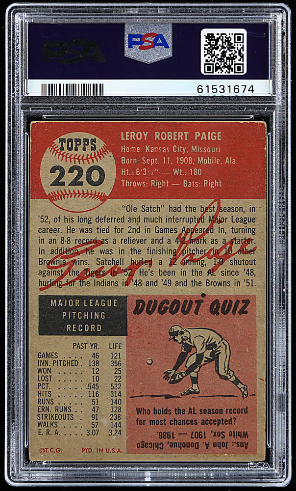 1953 Topps #220 Satchel Paige PSA GOOD 2