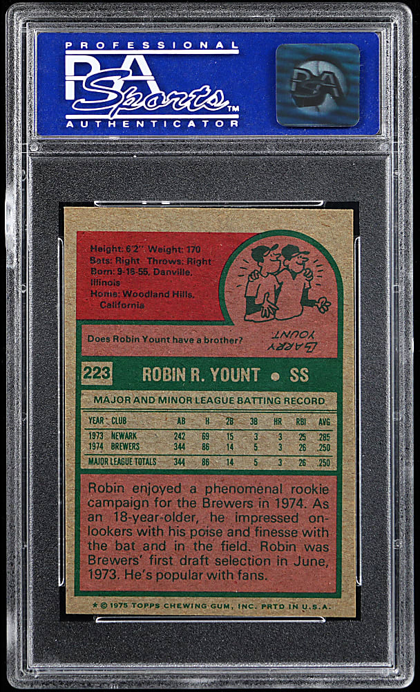 1975 Topps Mini #223 Robin Yount Rookie PSA NM-MT 8