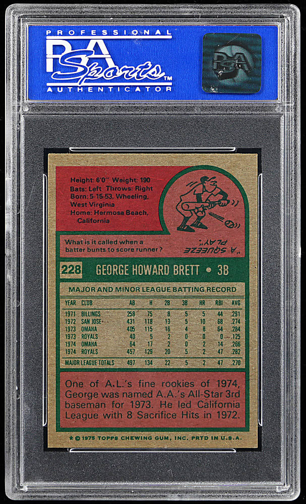 1975 Topps Mini #228 George Brett Rookie PSA NM-MT 8