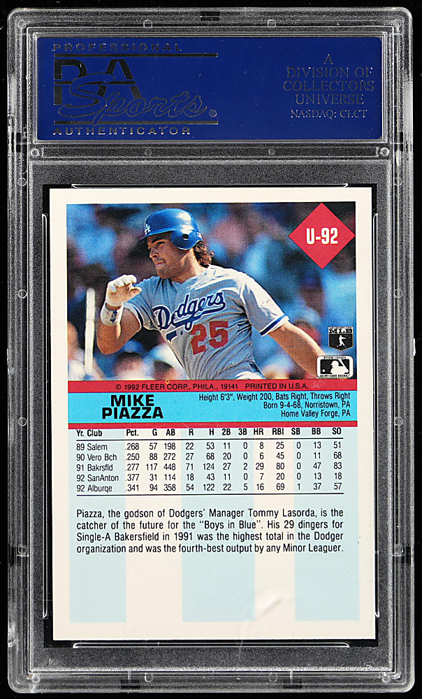 1992 Fleer Update #U-92 Mike Piazza Rookie PSA GEM MINT 10