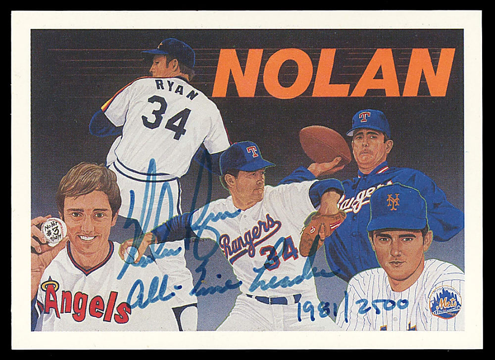 1991 Upper Deck Baseball Heroes #18 Nolan Ryan Autograph with "All-Time Leader" Inscription #1981/2500