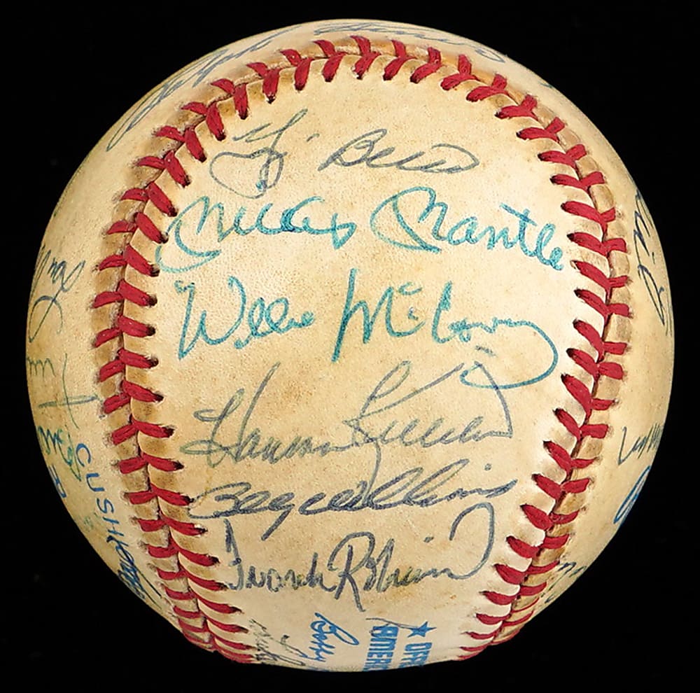 Hall of Famer Multi-Signed Baseball with T. Williams, Mantle, DiMaggio, Aaron, Mays, Banks, Dickey, Terry & Musial - Full JSA LOA