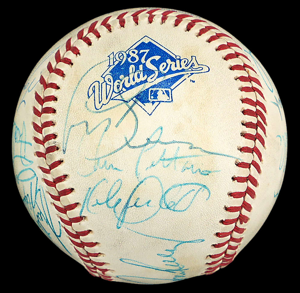 1987 World Series Champions Minnesota Twins Team Signed Official World Series Baseball with (17) Signatures Including Kirby Puckett, Bert Blyleven, Tony Oliva