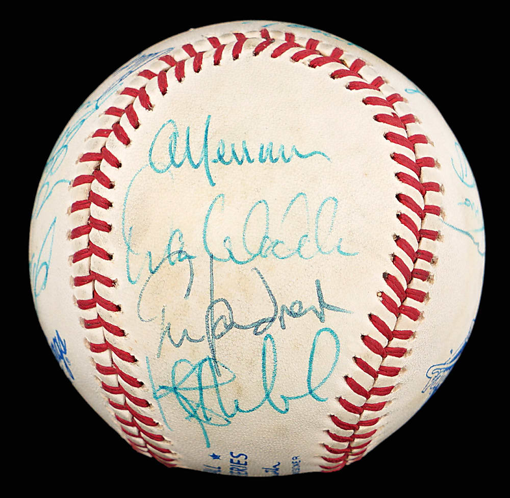 1987 World Series Champions Minnesota Twins Team Signed Official World Series Baseball with (17) Signatures Including Kirby Puckett, Bert Blyleven, Tony Oliva
