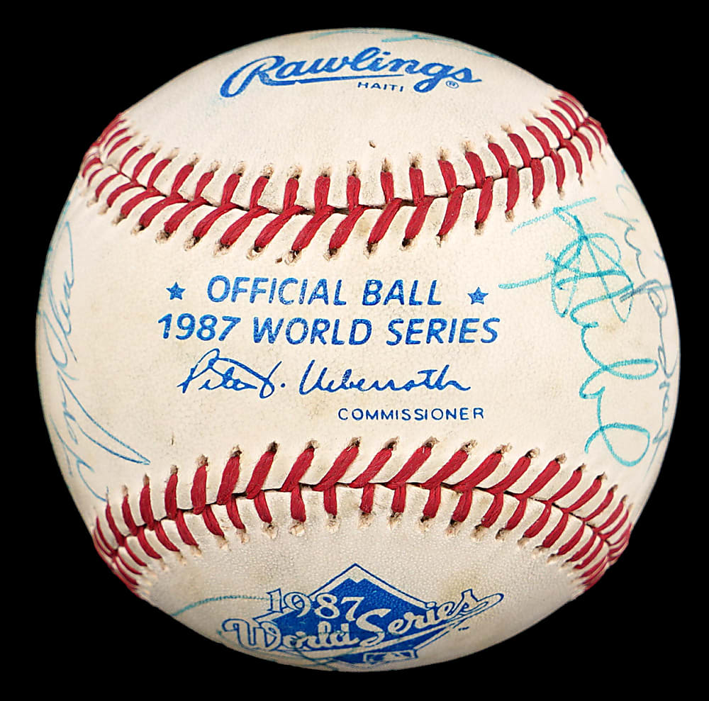 1987 World Series Champions Minnesota Twins Team Signed Official World Series Baseball with (17) Signatures Including Kirby Puckett, Bert Blyleven, Tony Oliva