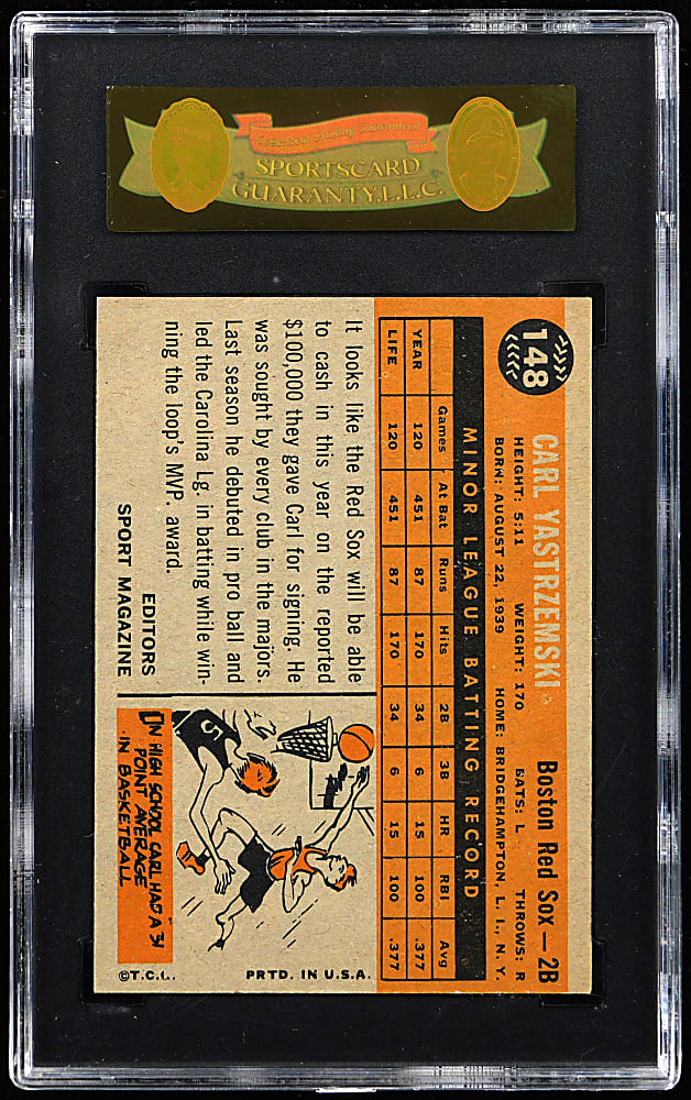 1960 Topps #148 Carl Yastrzemski Rookie SGC NM 7