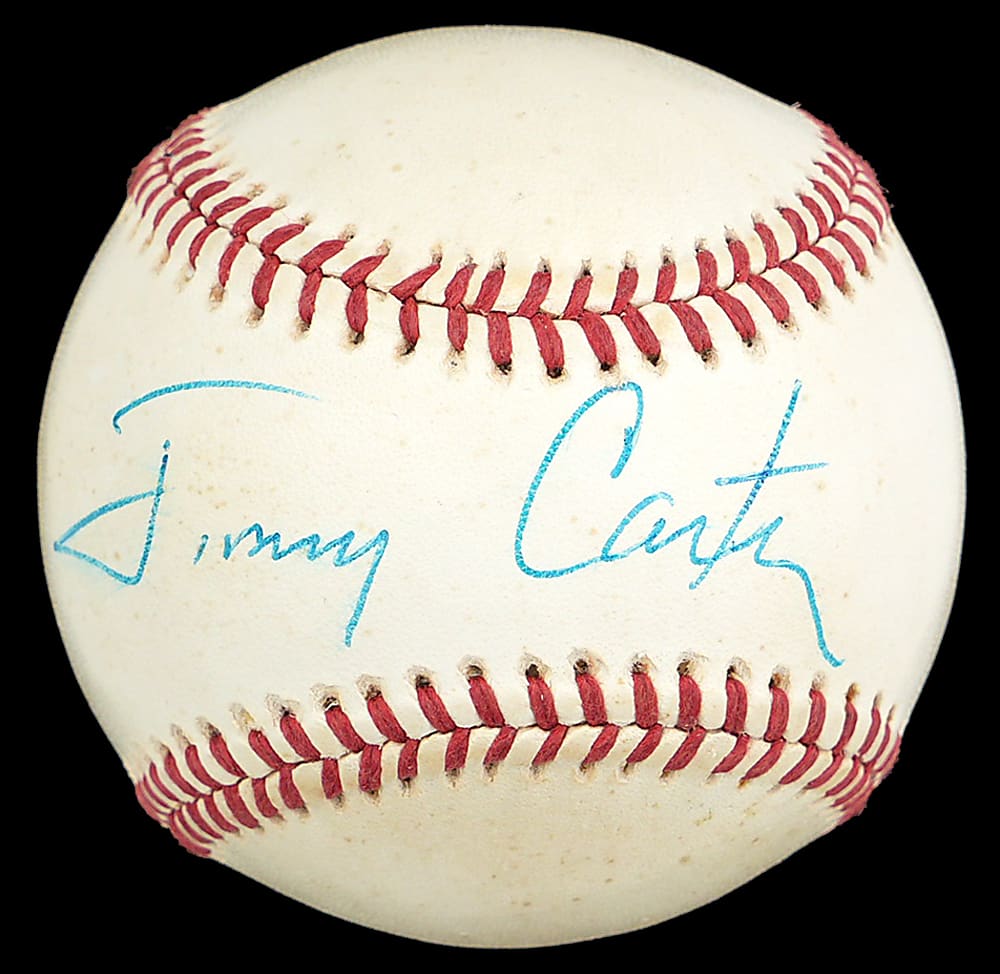 Jimmy Carter Signed Items (4) Including Single-Signed Baseball and (1) Dual-Signed with Walter Mondale