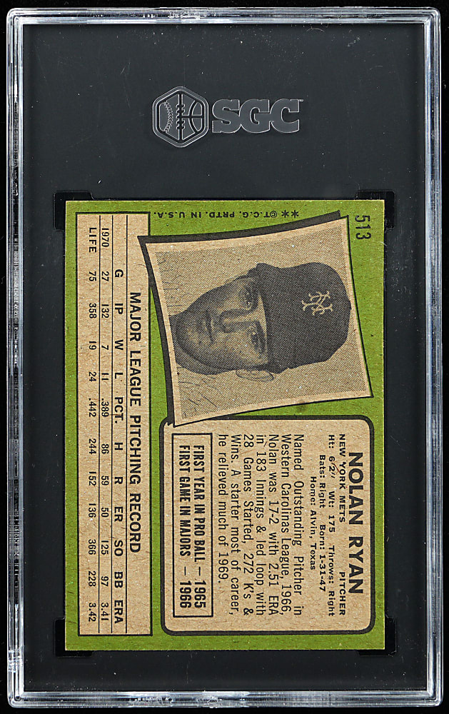 1971 Topps #513 Nolan Ryan SGC NM 7