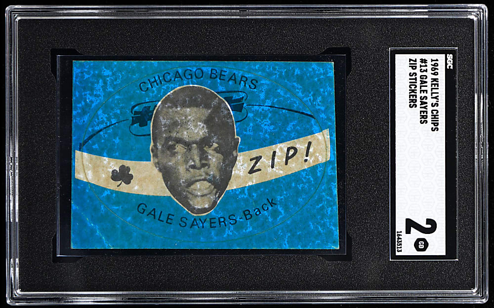 1969 Kelly's Chips Zip Stickers #13 Gale Sayers SGC GOOD 2 - Highest Graded!