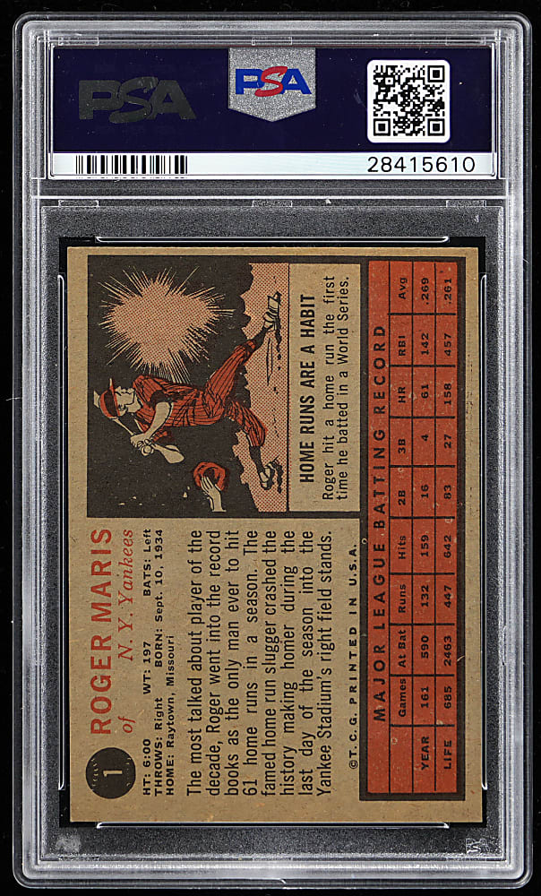 1962 Topps #1 Roger Maris PSA NM 7
