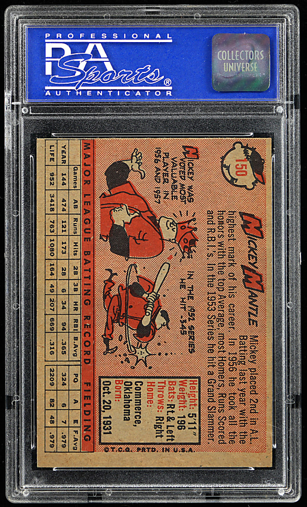 1958 Topps #150 Mickey Mantle PSA EX-MT 6