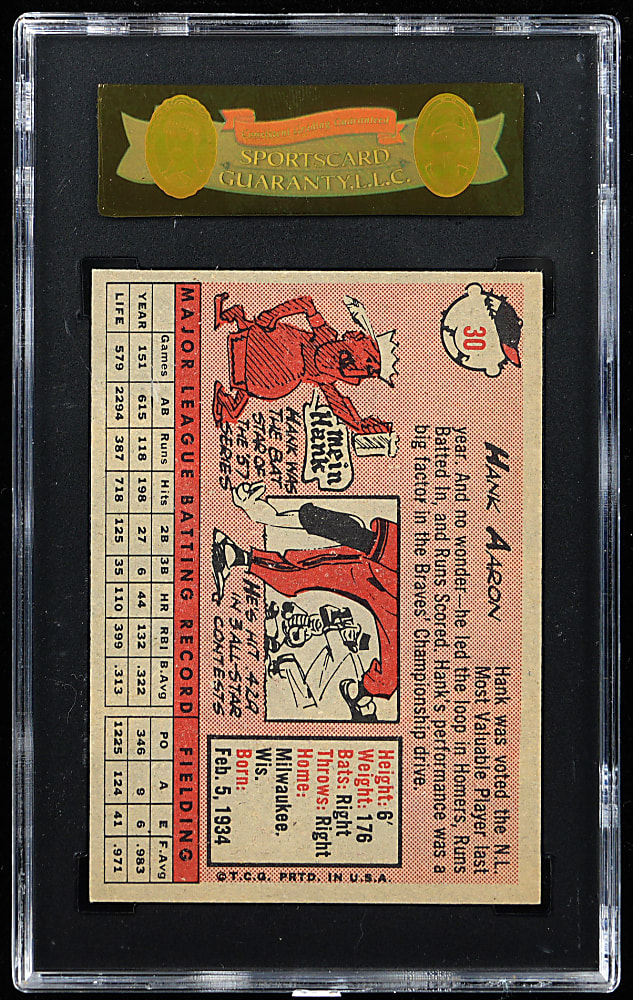 1958 Topps #30 Hank Aaron SGC NM 7