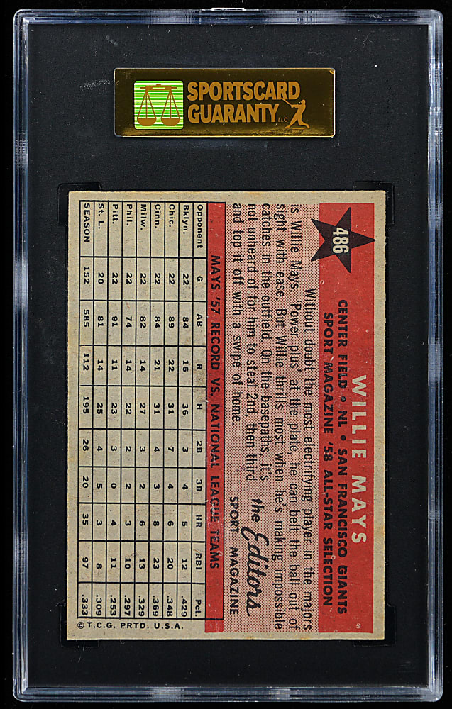 1958 Topps #486 Willie Mays All-Star SGC NM+ 7.5