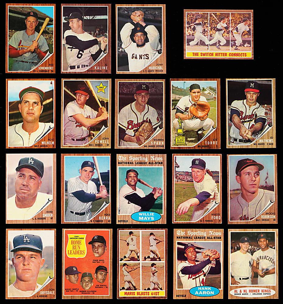 1962 Topps Near Complete Set (590/596) with 3 PSA High-Grade Keys Plus 18 Variations - Clean!